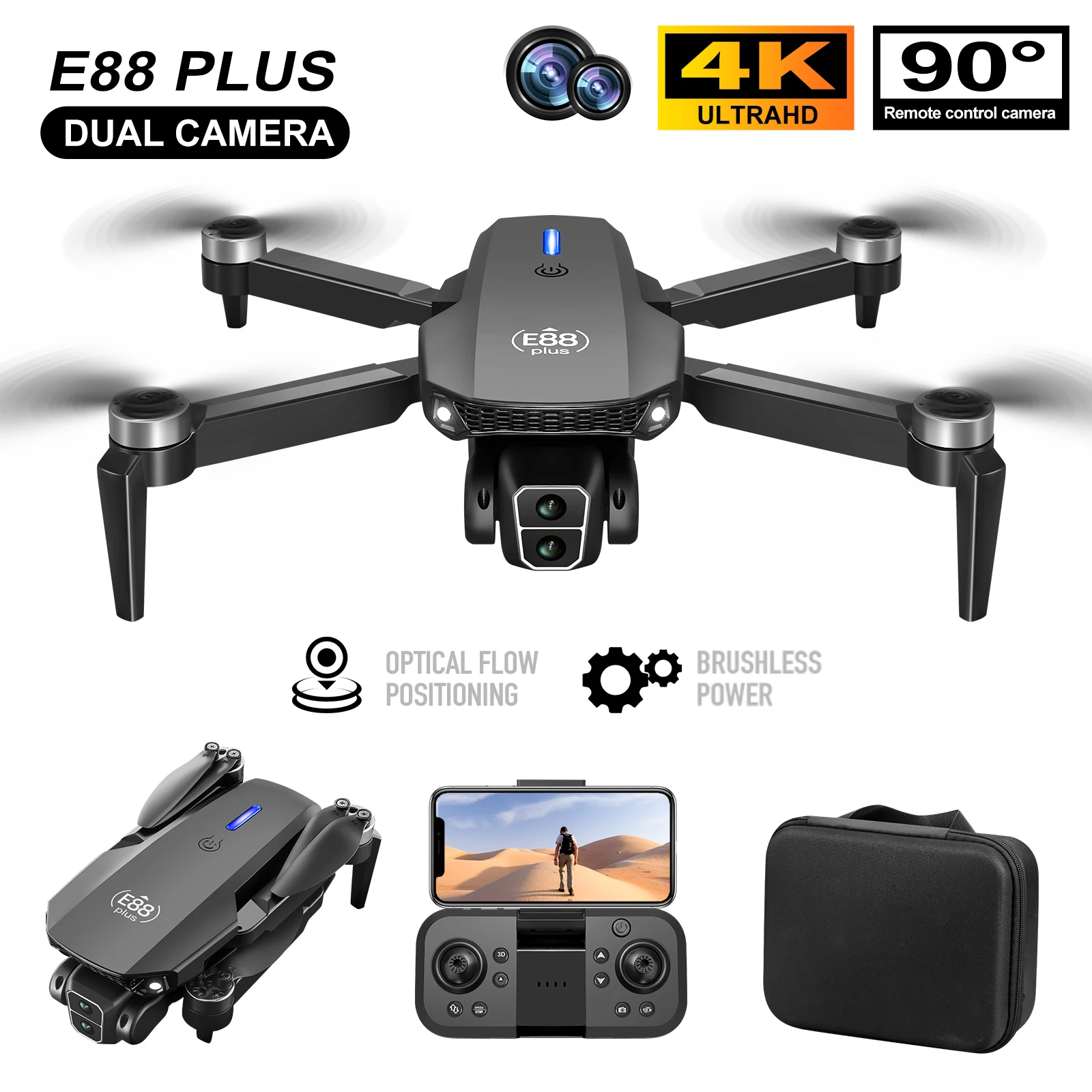 New E88 Plus Quadcopter Drone: - огляд і ціна Drone Camera Hd